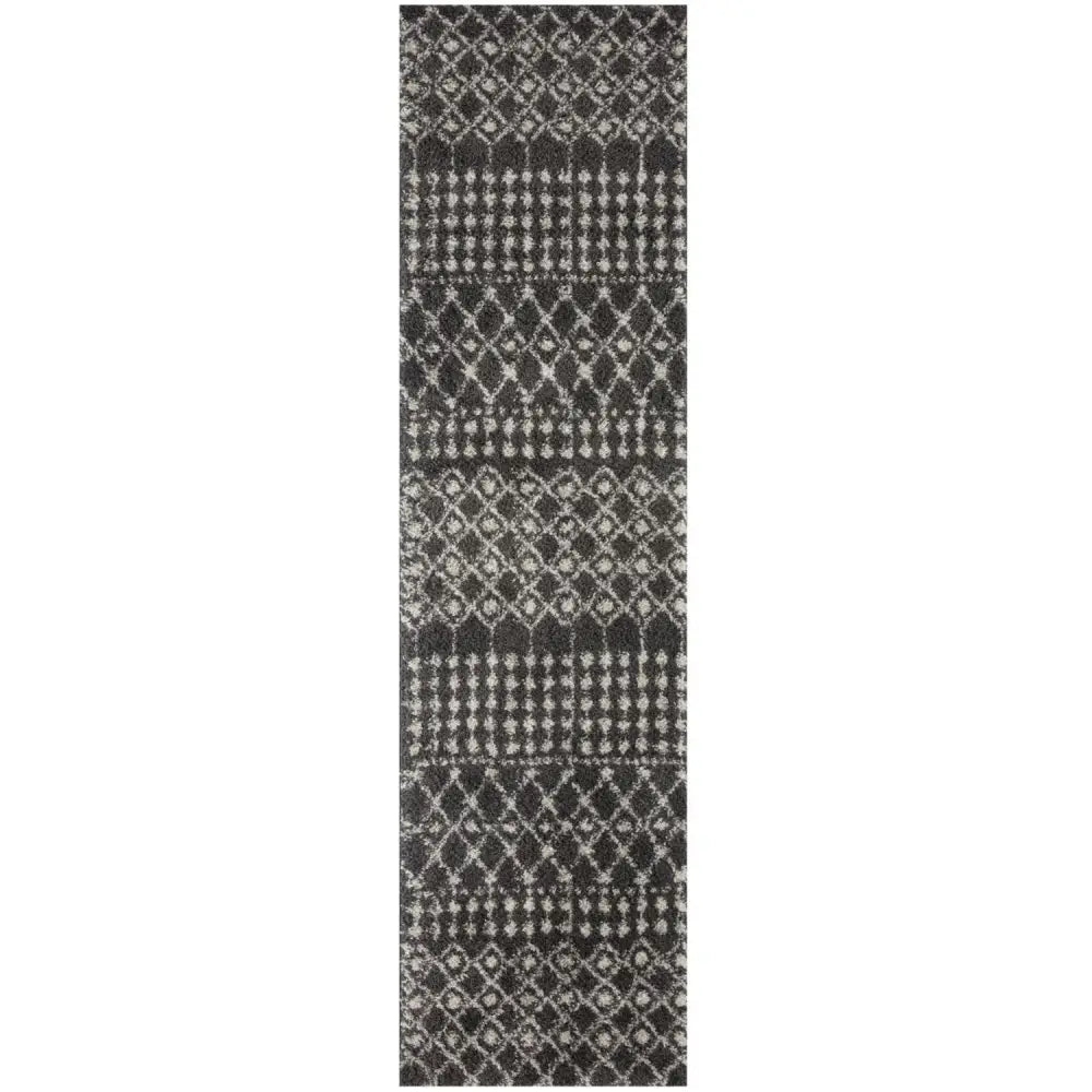 Moroccan Dark Grey Shaggy Rug | 1040 - 80X300 cm - Rugs