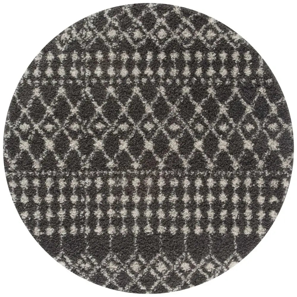 Moroccan Dark Grey Shaggy Rug | 1040 - Ø 120 cm - Rugs