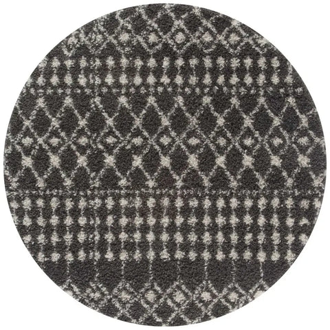 Moroccan Dark Grey Shaggy Rug | 1040 - Ø 120 cm - Rugs