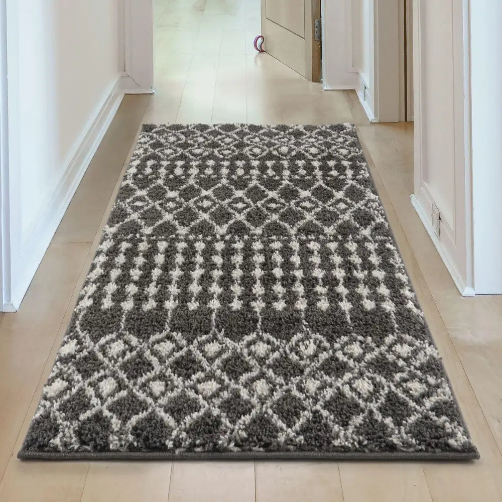 Moroccan Dark Grey Shaggy Rug | 1040 - Rugs