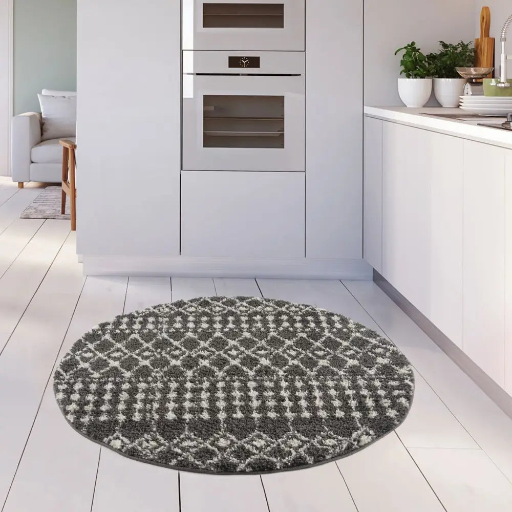 Moroccan Dark Grey Shaggy Rug | 1040 - Rugs
