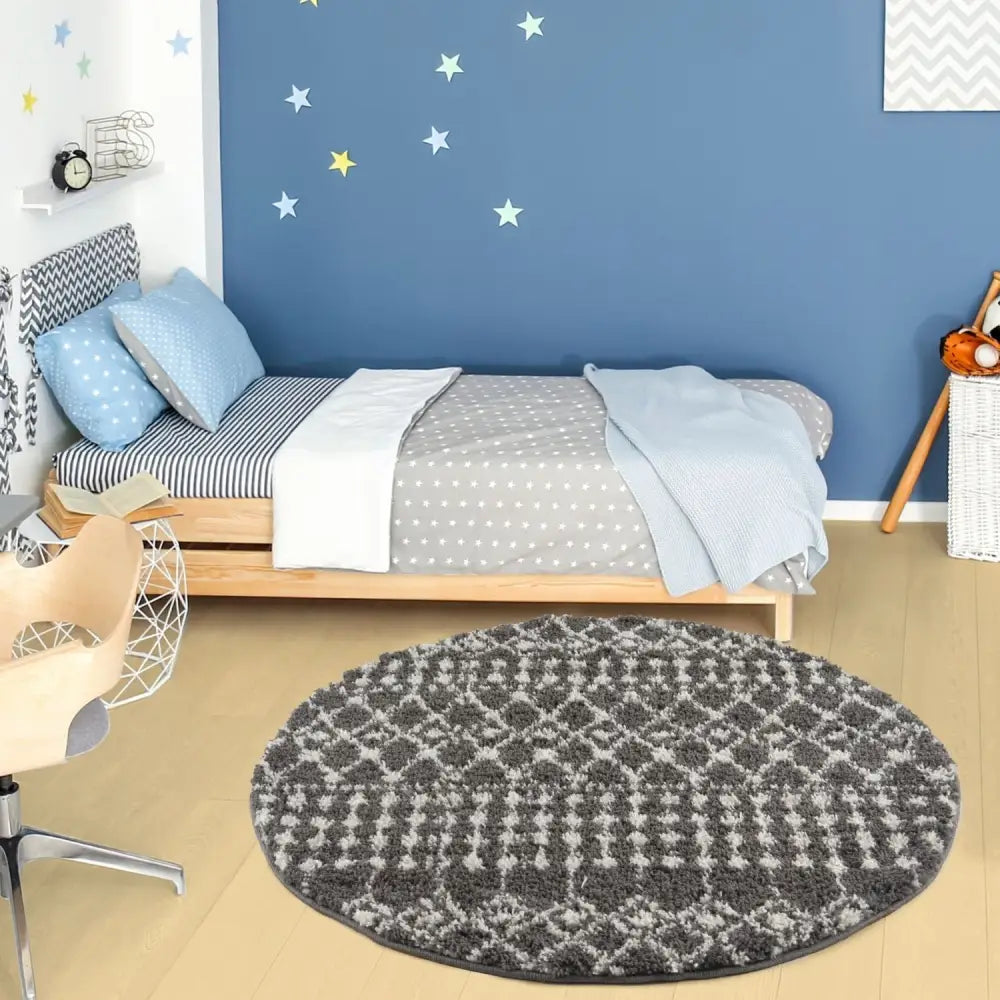 Moroccan Dark Grey Shaggy Rug | 1040 - Rugs