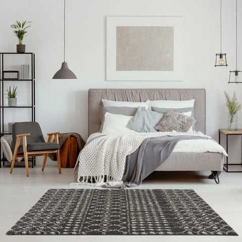 Moroccan Dark Grey Shaggy Rug | 1040 - Rugs