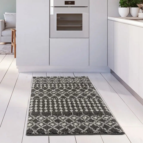 Moroccan Dark Grey Shaggy Rug | 1040 - Rugs