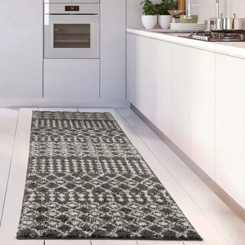 Moroccan Dark Grey Shaggy Rug | 1040 - Rugs