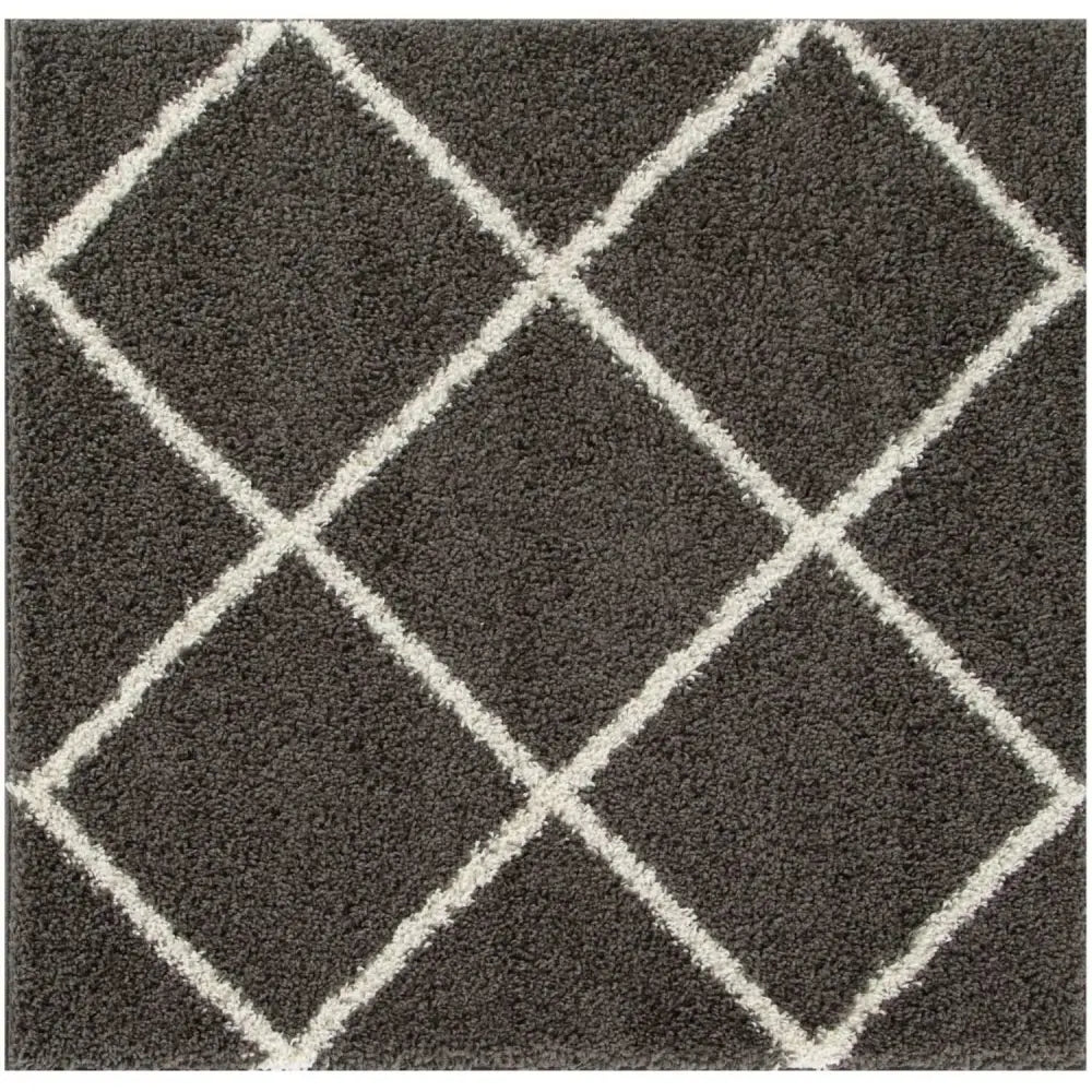Moroccan Dark Grey Shaggy Rug | 540 - 120X120 cm - Rugs