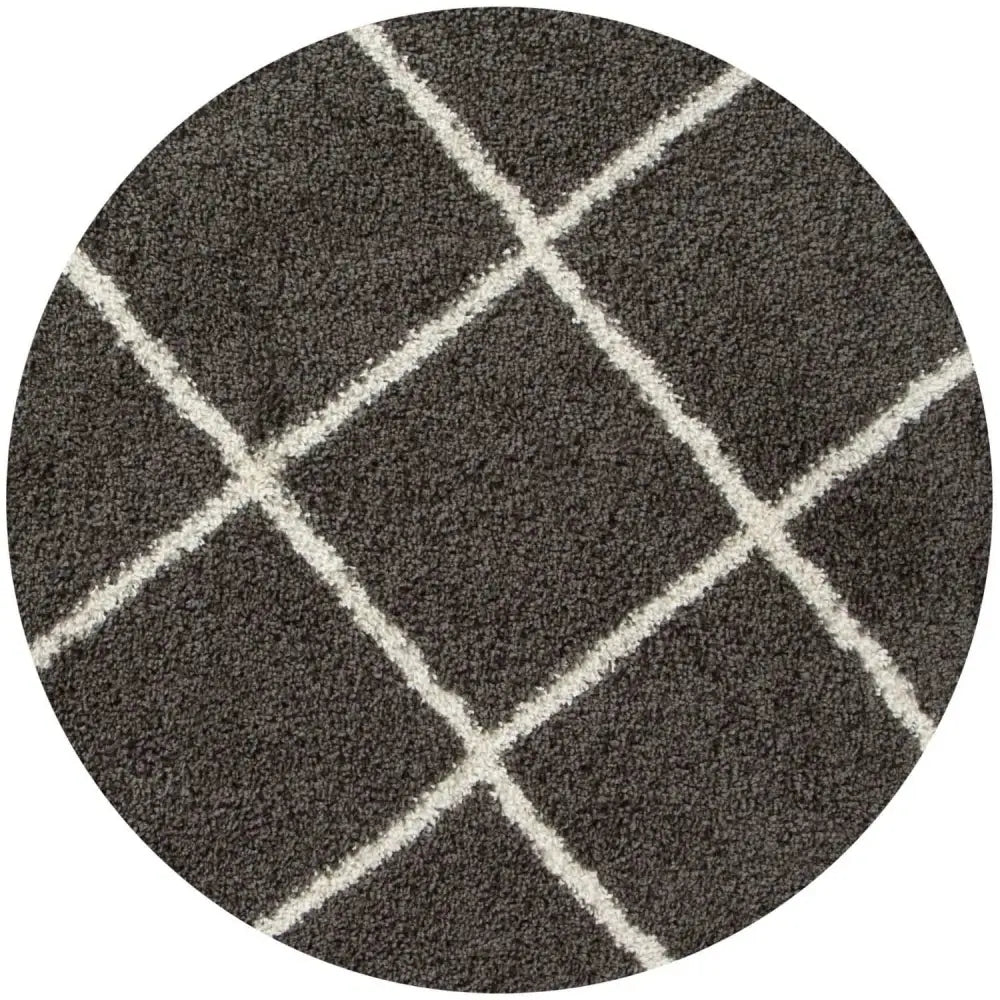 Moroccan Dark Grey Shaggy Rug | 540 - Ø 120 cm - Rugs