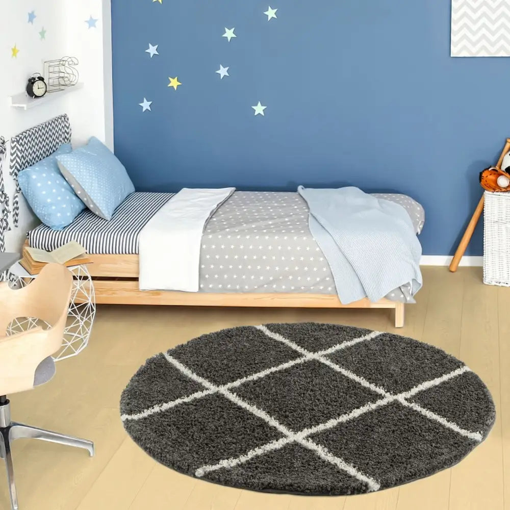 Moroccan Dark Grey Shaggy Rug | 540 - Rugs