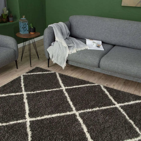 Moroccan Dark Grey Shaggy Rug | 540 - Rugs