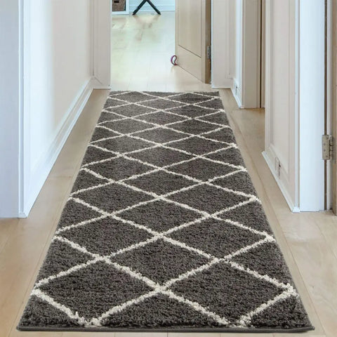 Moroccan Dark Grey Shaggy Rug | 540 - Rugs