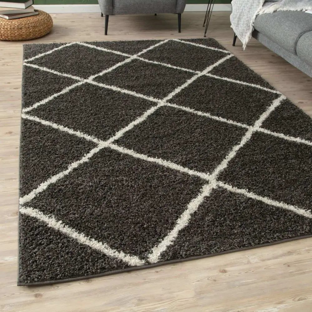 Moroccan Dark Grey Shaggy Rug | 540 - Rugs