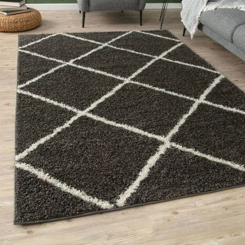 Moroccan Dark Grey Shaggy Rug | 540 - Rugs