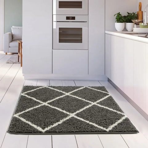 Moroccan Dark Grey Shaggy Rug | 540 - Rugs