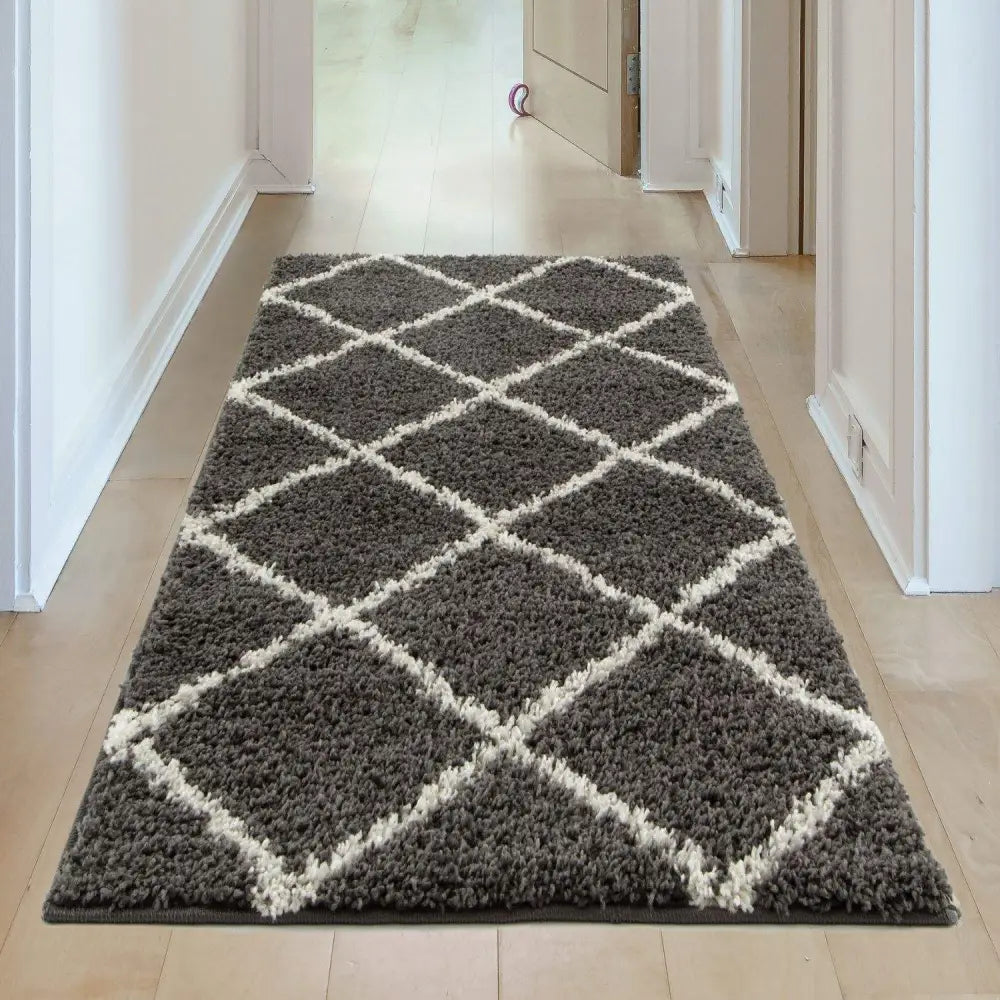 Moroccan Dark Grey Shaggy Rug | 540 - Rugs
