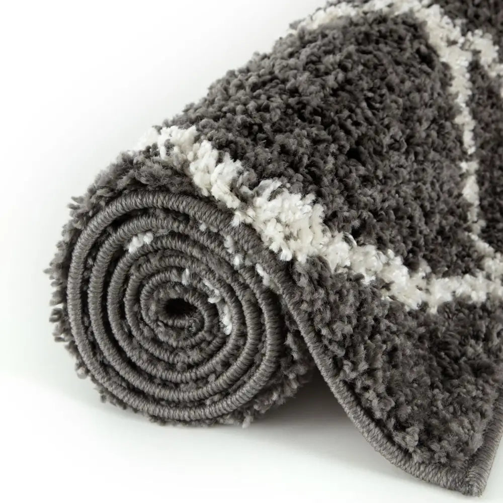 Moroccan Dark Grey Shaggy Rug | 540 - Rugs