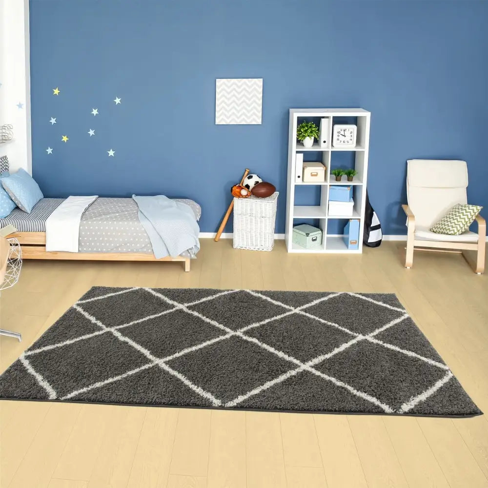 Moroccan Dark Grey Shaggy Rug | 540 - Rugs