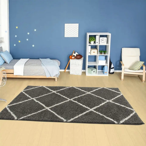 Moroccan Dark Grey Shaggy Rug | 540 - Rugs