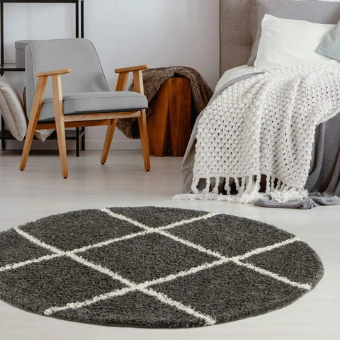 Moroccan Dark Grey Shaggy Rug | 540 - Rugs