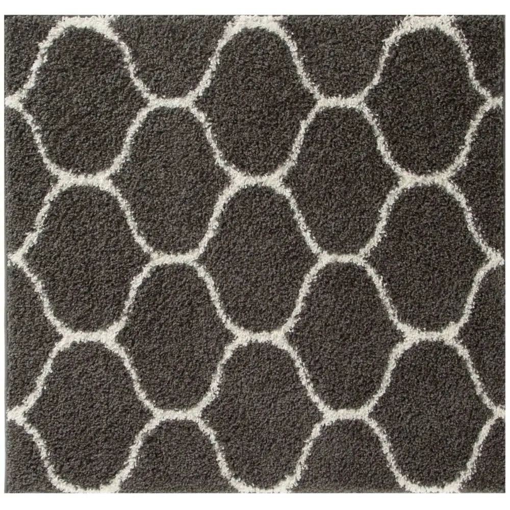 Moroccan Dark Grey Shaggy Rug | 640 - 120X120 cm - Rugs