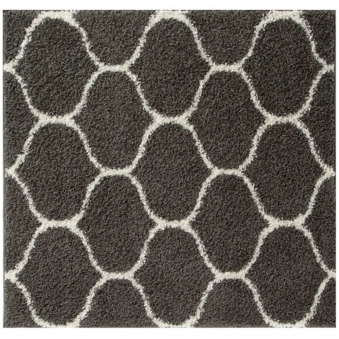 Moroccan Dark Grey Shaggy Rug | 640 - 120X120 cm - Rugs