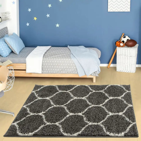 Moroccan Dark Grey Shaggy Rug | 640 - Rugs