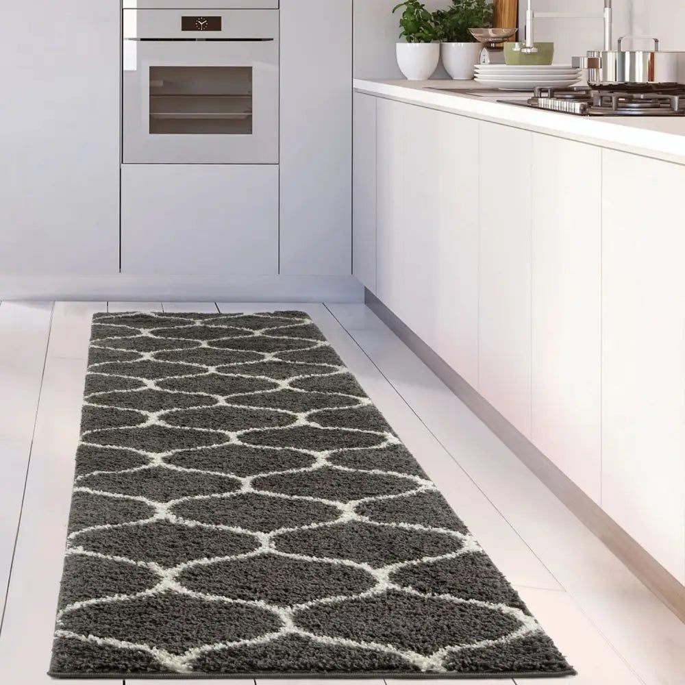 Moroccan Dark Grey Shaggy Rug | 640 - Rugs