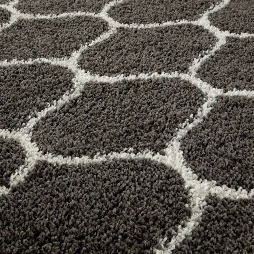 Moroccan Dark Grey Shaggy Rug | 640 - Rugs
