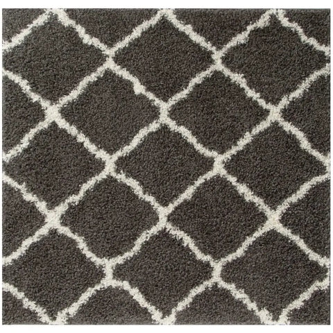 Moroccan Dark Grey Shaggy Rug | 740 - 120X120 cm - Rugs