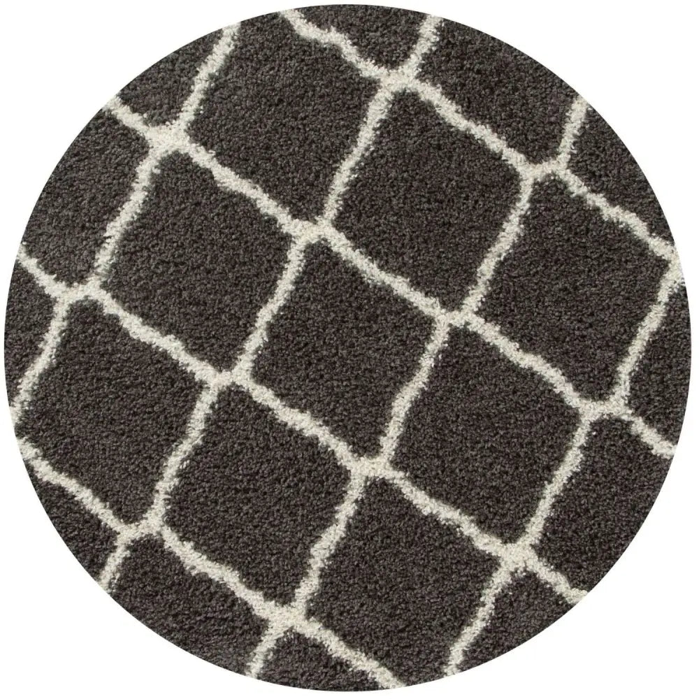 Moroccan Dark Grey Shaggy Rug | 740 - Ø 120 cm - Rugs