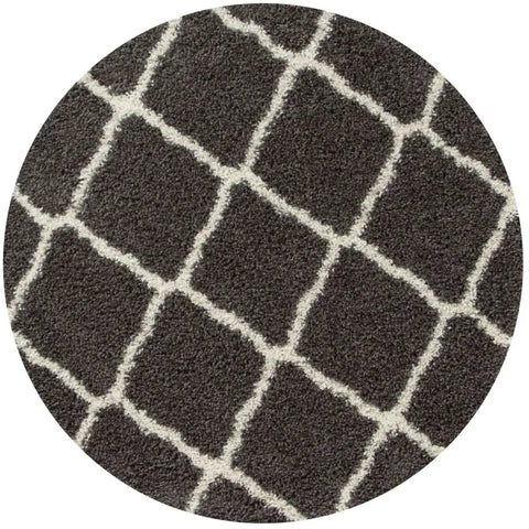 Moroccan Dark Grey Shaggy Rug | 740 - Ø 120 cm - Rugs
