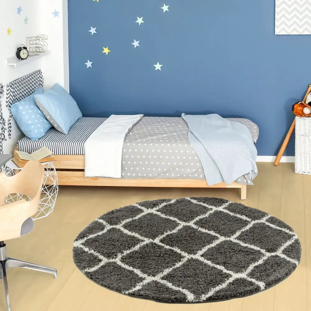 Moroccan Dark Grey Shaggy Rug | 740 - Rugs