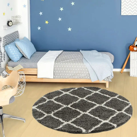 Moroccan Dark Grey Shaggy Rug | 740 - Rugs