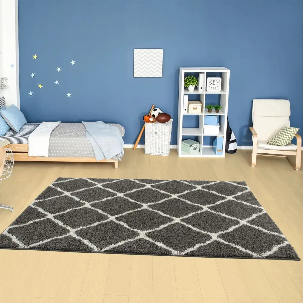 Moroccan Dark Grey Shaggy Rug | 740 - Rugs