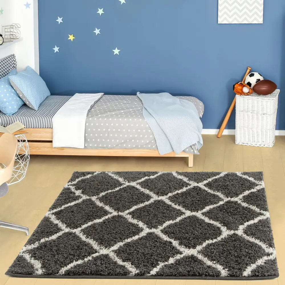 Moroccan Dark Grey Shaggy Rug | 740 - Rugs