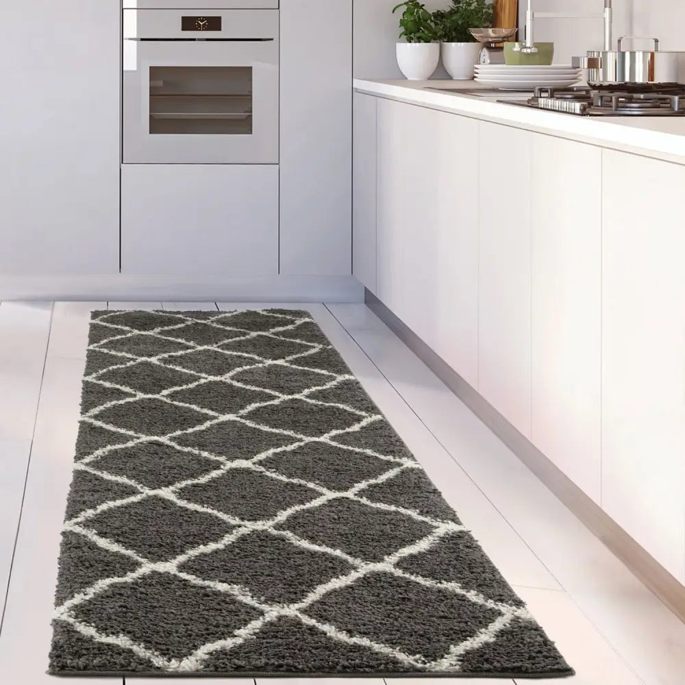 Moroccan Dark Grey Shaggy Rug | 740 - Rugs