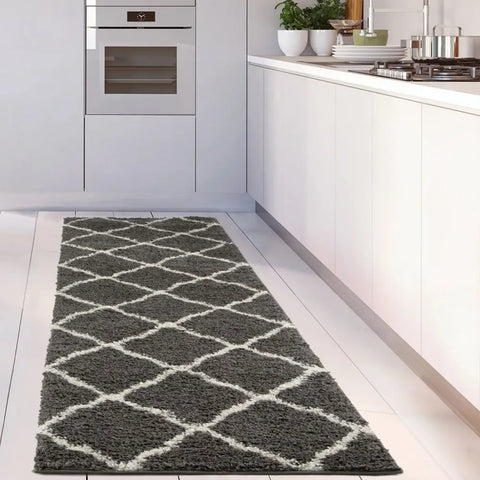 Moroccan Dark Grey Shaggy Rug | 740 - Rugs