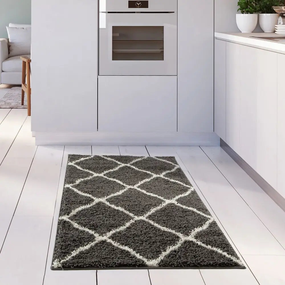 Moroccan Dark Grey Shaggy Rug | 740 - Rugs