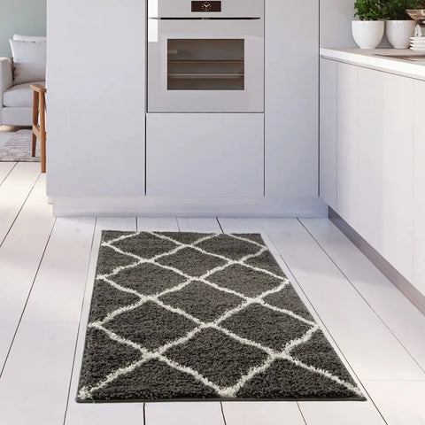 Moroccan Dark Grey Shaggy Rug | 740 - Rugs