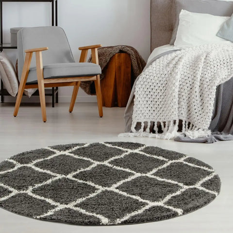 Moroccan Dark Grey Shaggy Rug | 740 - Rugs