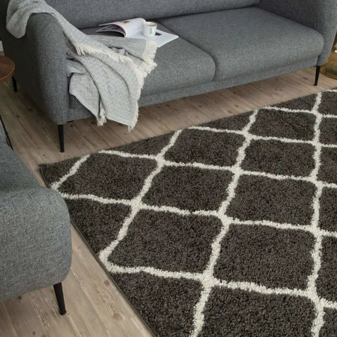 Moroccan Dark Grey Shaggy Rug | 740 - Rugs