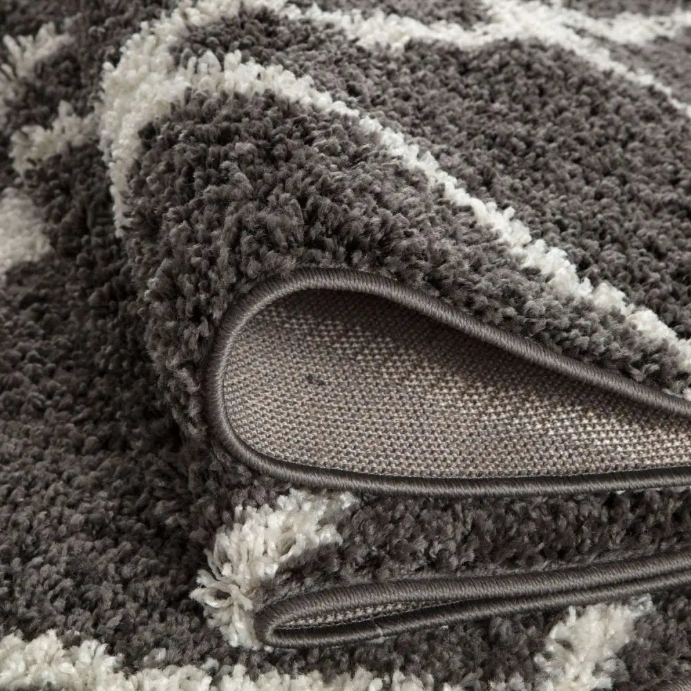 Moroccan Dark Grey Shaggy Rug | 740 - Rugs