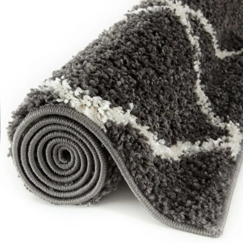 Moroccan Dark Grey Shaggy Rug | 740 - Rugs