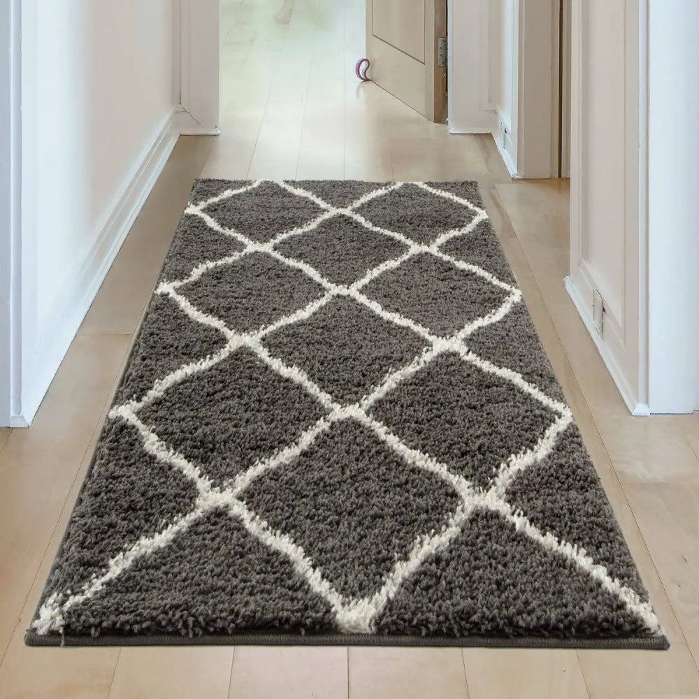 Moroccan Dark Grey Shaggy Rug | 740 - Rugs