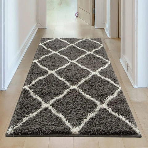 Moroccan Dark Grey Shaggy Rug | 740 - Rugs
