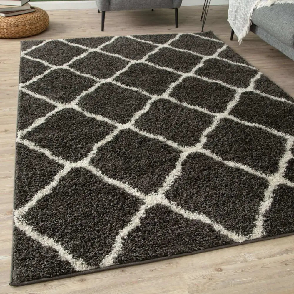 Moroccan Dark Grey Shaggy Rug | 740 - Rugs