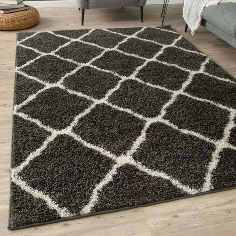 Moroccan Dark Grey Shaggy Rug | 740 - Rugs