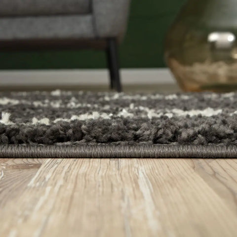 Moroccan Dark Grey Shaggy Rug | 740 - Rugs