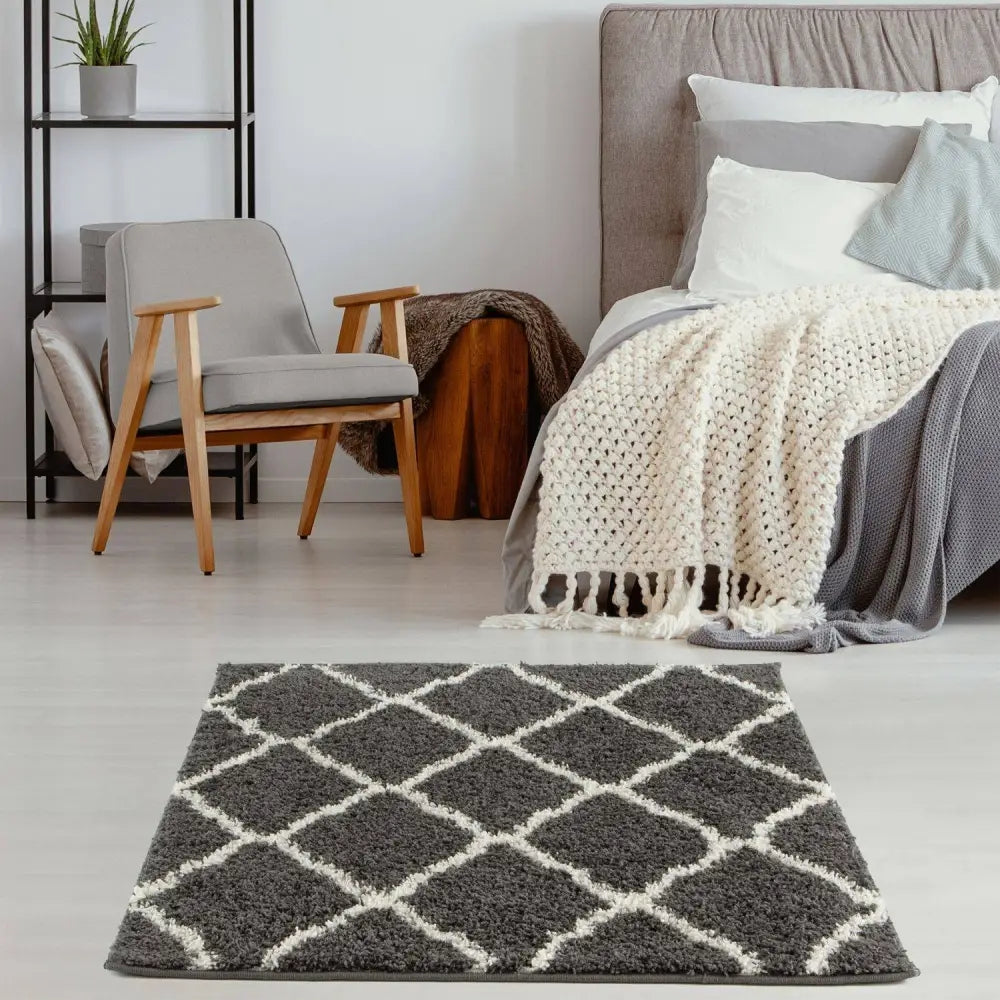 Moroccan Dark Grey Shaggy Rug | 740 - Rugs