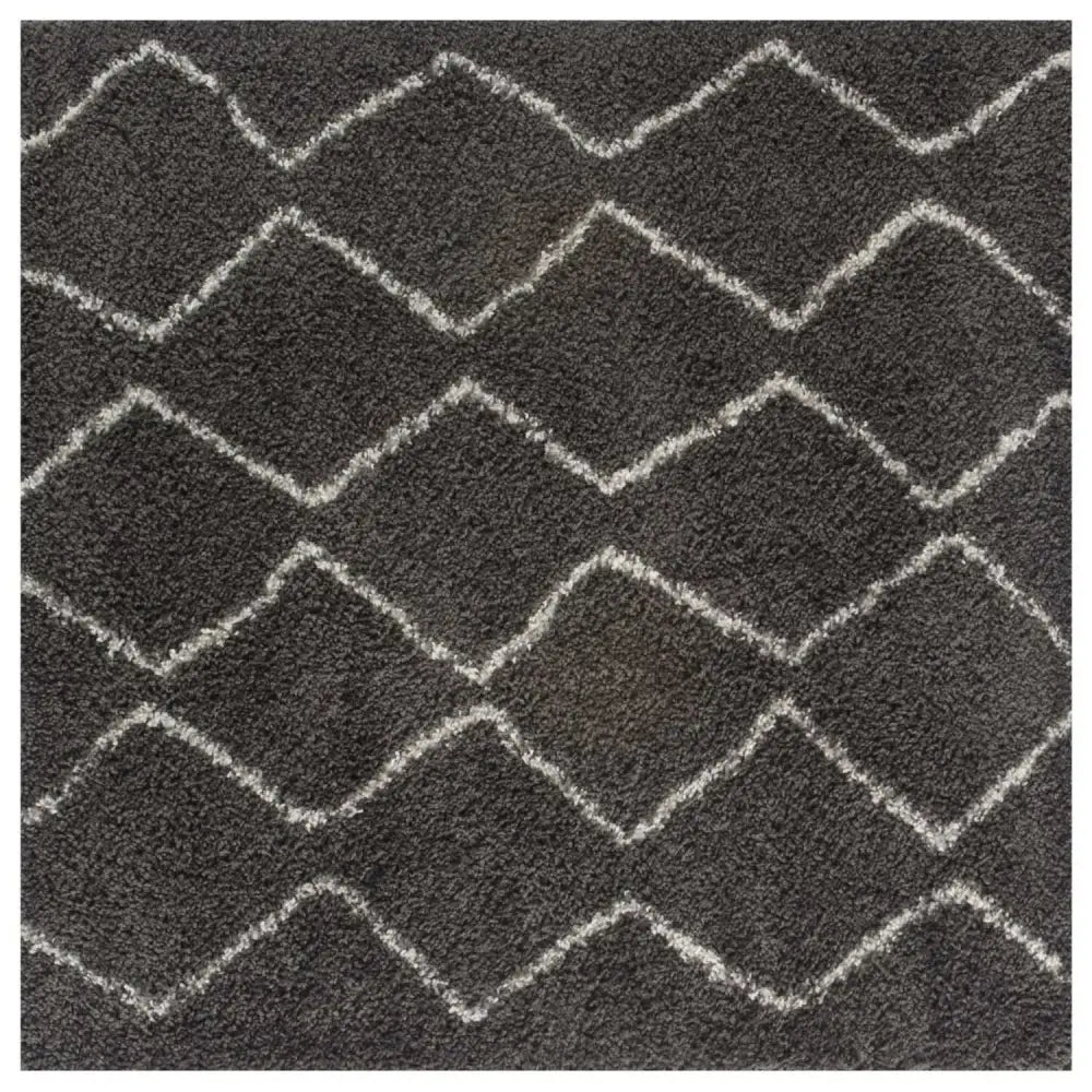 Moroccan Dark Grey Shaggy Rug | 840 - 120X120 cm - Rugs