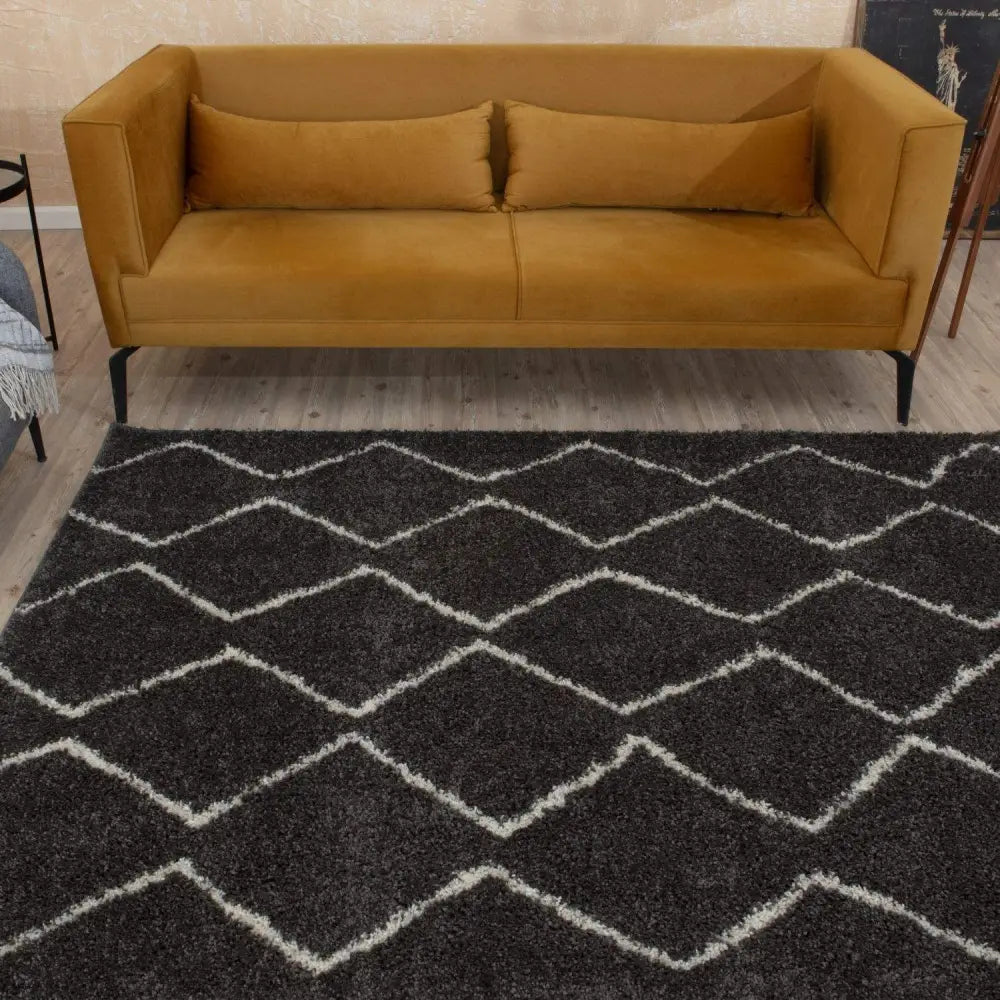 Moroccan Dark Grey Shaggy Rug | 840 - Rugs